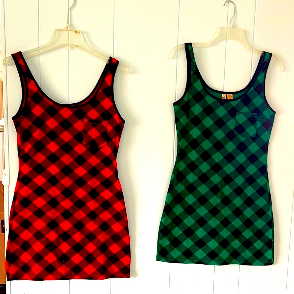 Lot of 2 Eyeshadow buffalo plaid tank dresses